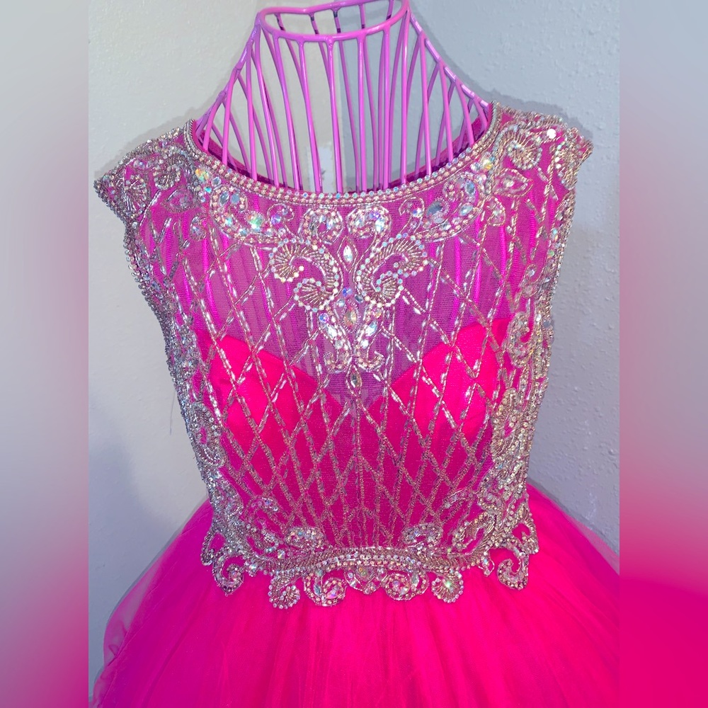 Let's Fashion Dresses Pink Princess Jeweled Puffy Dress Color: Pink Size: S